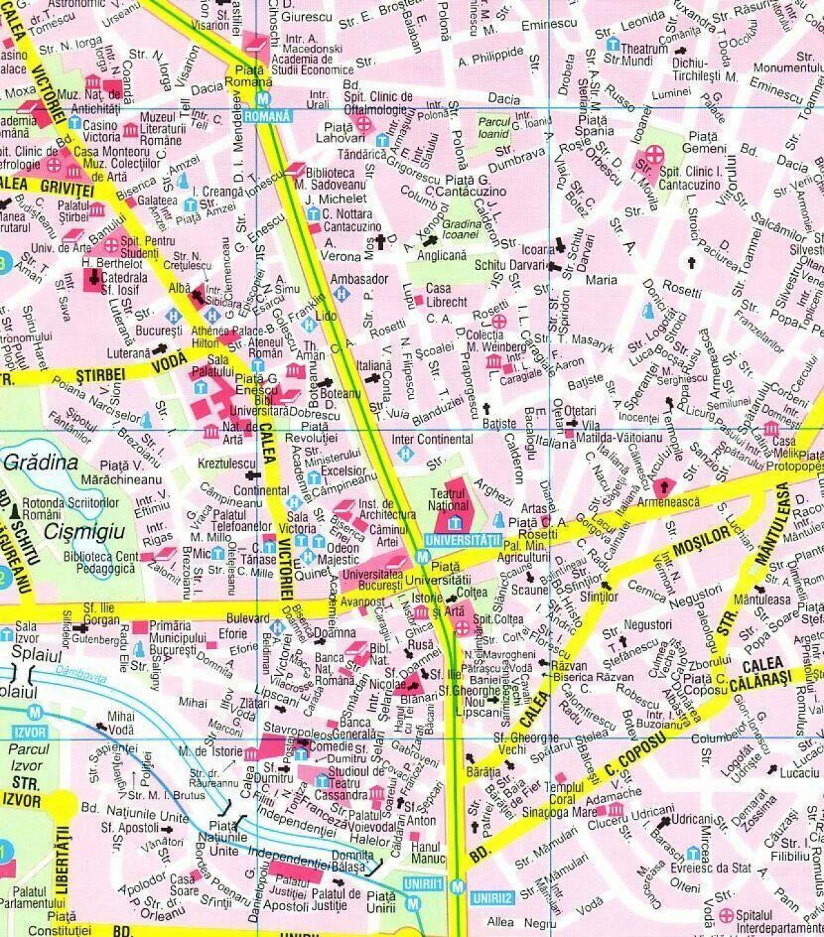 mapa de bucarest centre de la ciutat